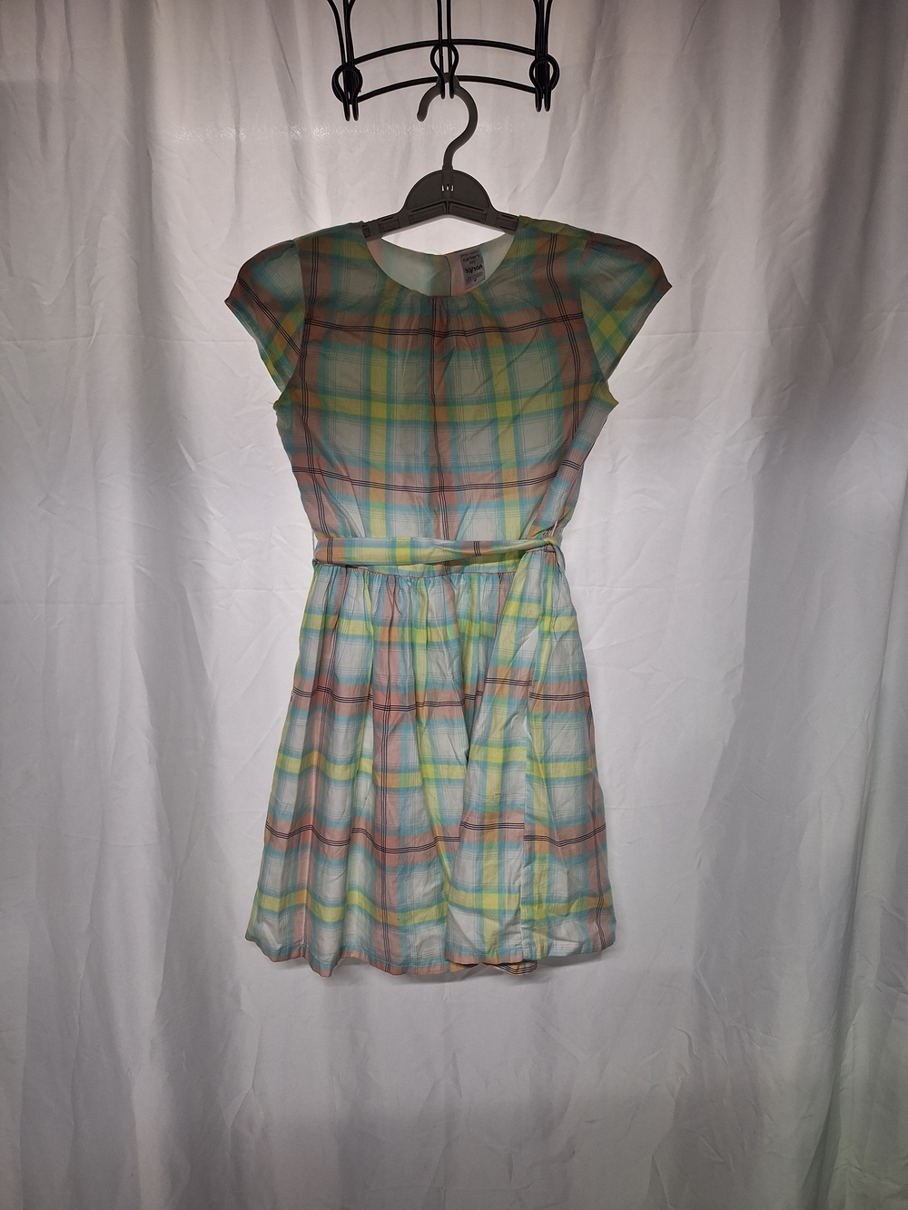 Carter's Pastel Plaid Short-Sleeve Dress - Blue, Yellow, Pink